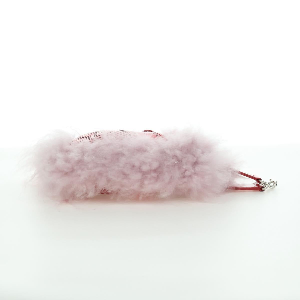 FENDI Hand Bag Fur Pink Silver Auth AMZ103V
