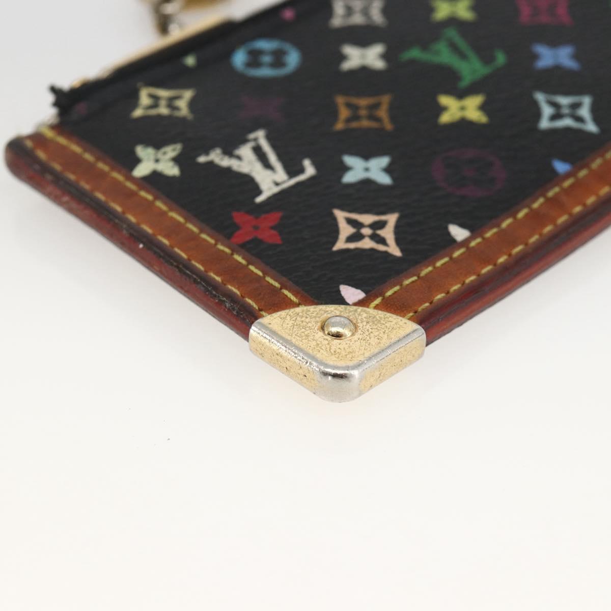 LOUIS VUITTON Multicolor Pochette Cles Coin Purse Black M13664 LV Auth AMZ107