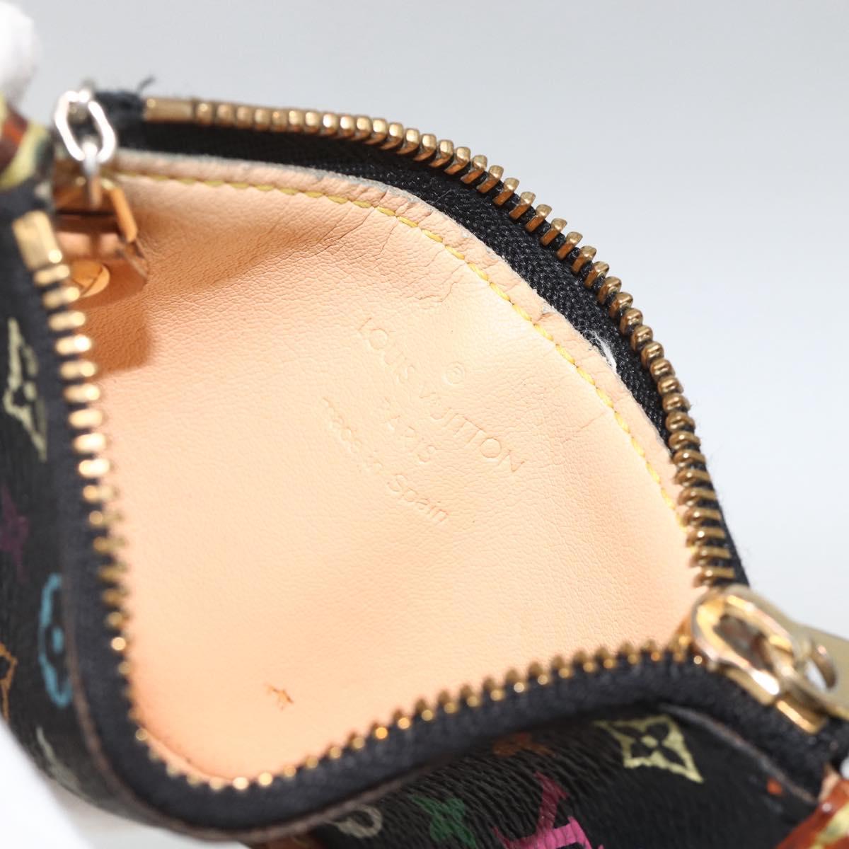 LOUIS VUITTON Multicolor Pochette Cles Coin Purse Black M13664 LV Auth AMZ107