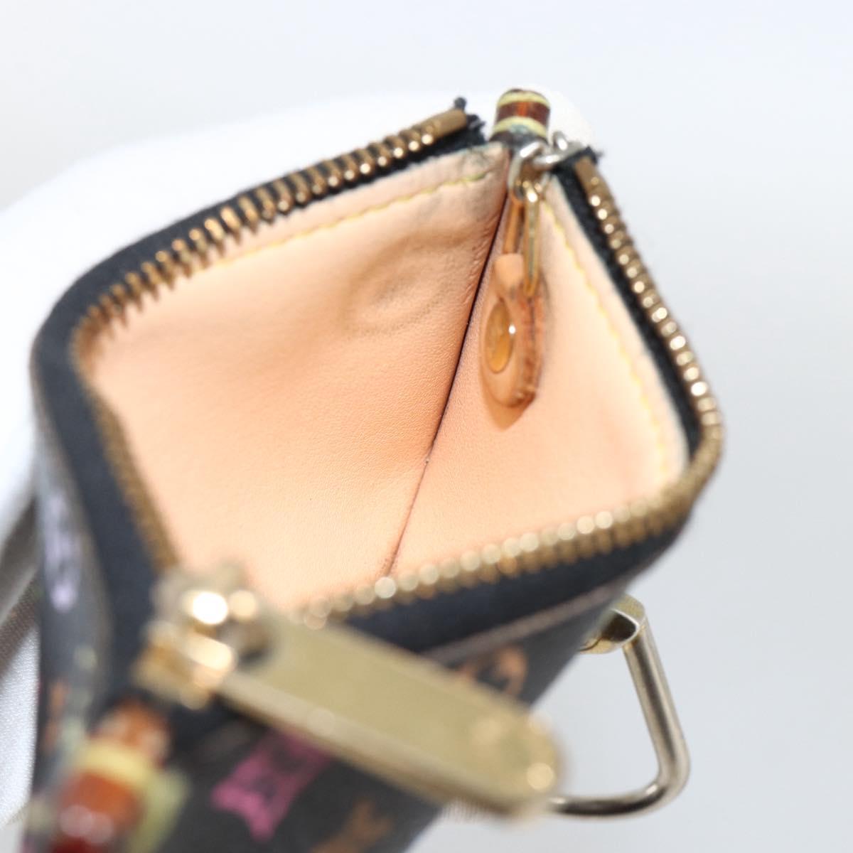 LOUIS VUITTON Multicolor Pochette Cles Coin Purse Black M13664 LV Auth AMZ107