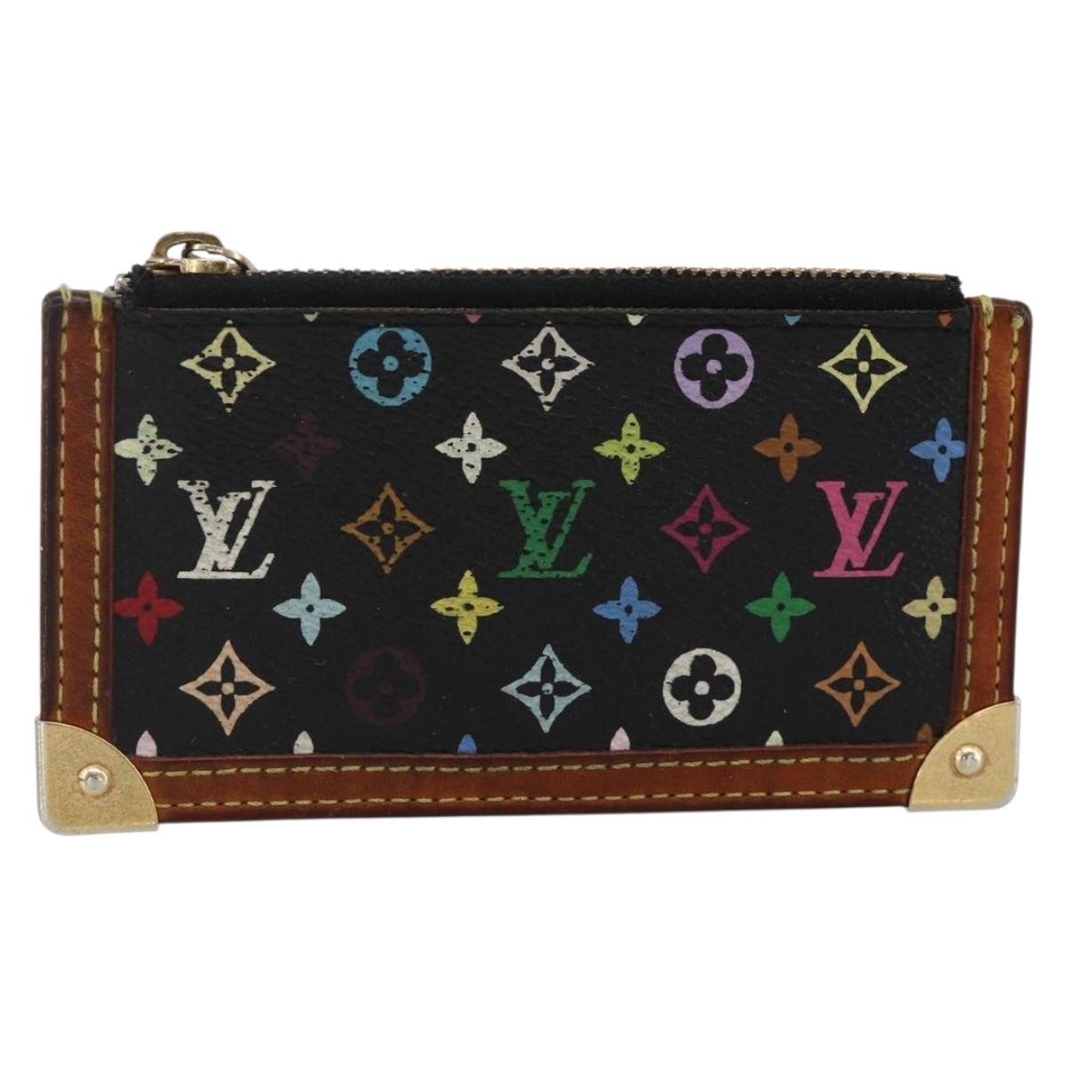 LOUIS VUITTON Multicolor Pochette Cles Coin Purse Black M13664 LV Auth AMZ107