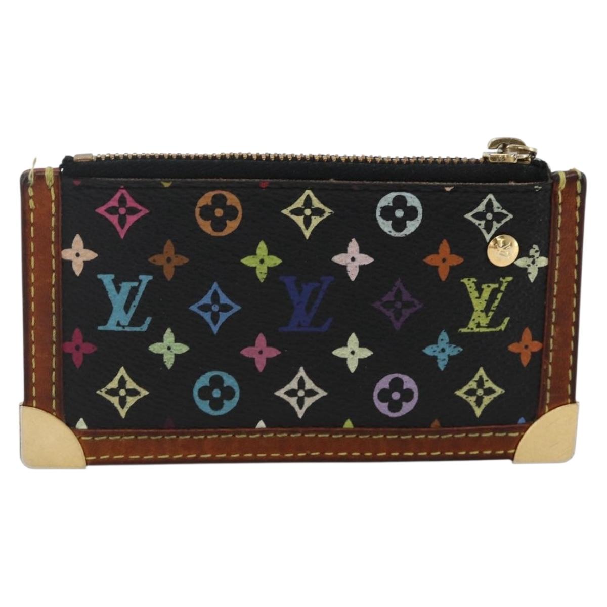 LOUIS VUITTON Multicolor Pochette Cles Coin Purse Black M13664 LV Auth AMZ107
