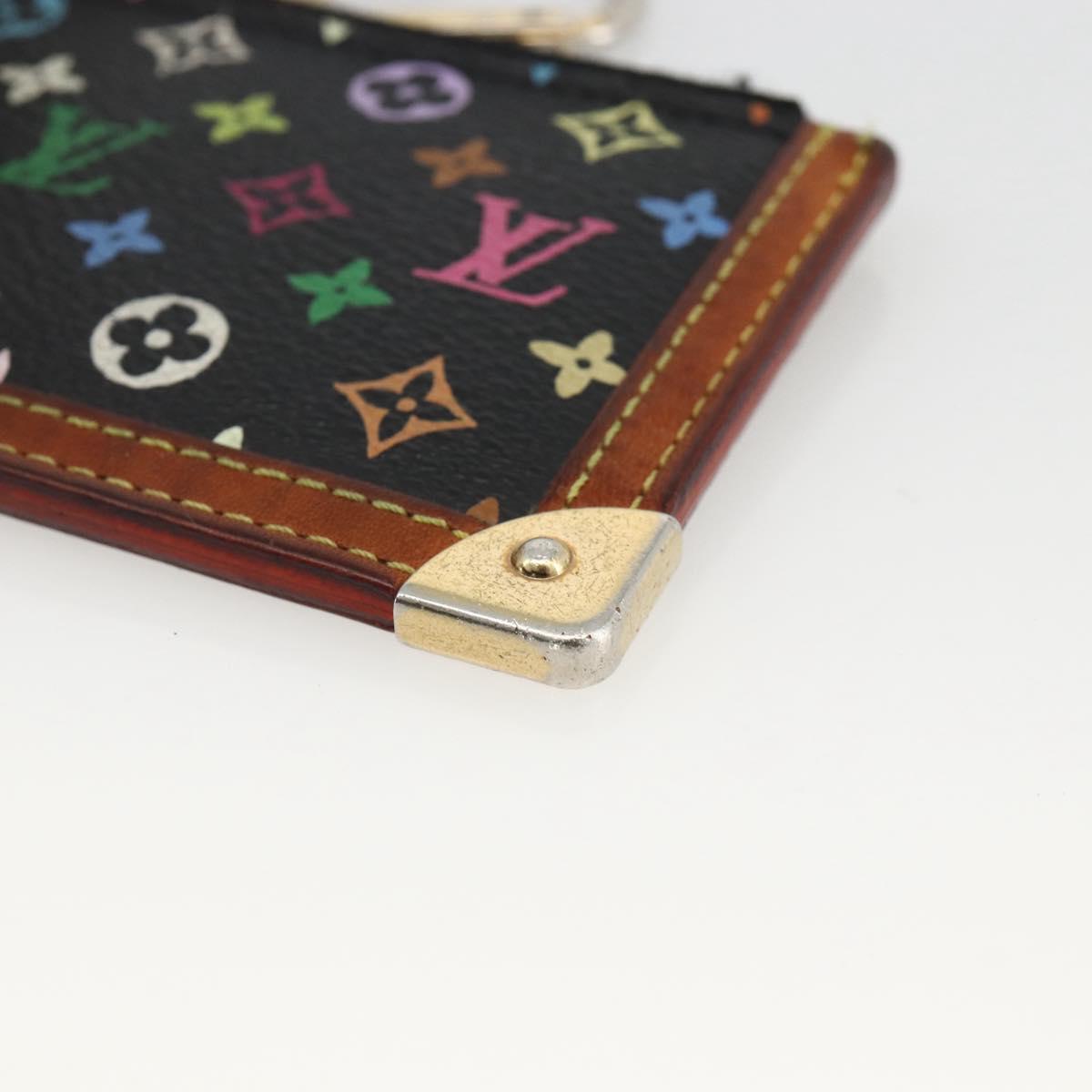 LOUIS VUITTON Multicolor Pochette Cles Coin Purse Black M13664 LV Auth AMZ107