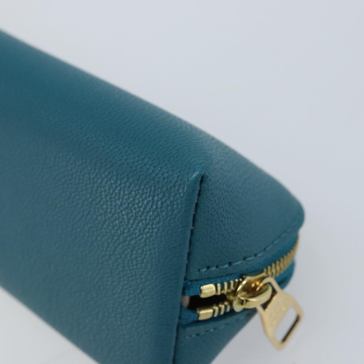 LOUIS VUITTON Trousse Elizabeth Pen Case Leather Blue LV Auth AMZ109A