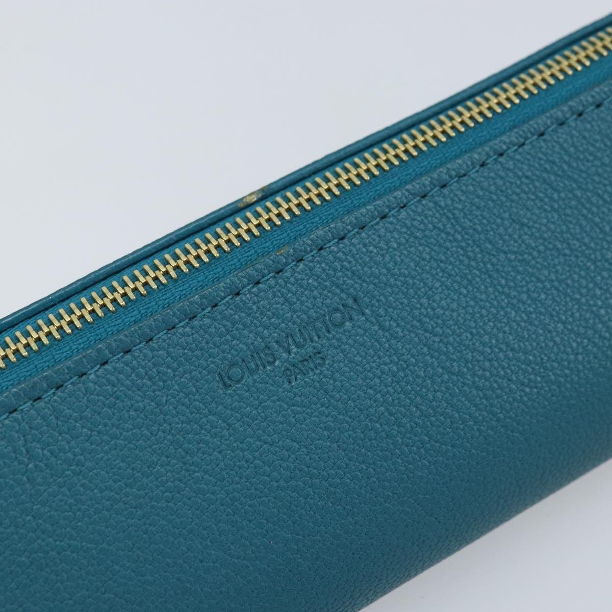 LOUIS VUITTON Trousse Elizabeth Pen Case Leather Blue LV Auth AMZ109A