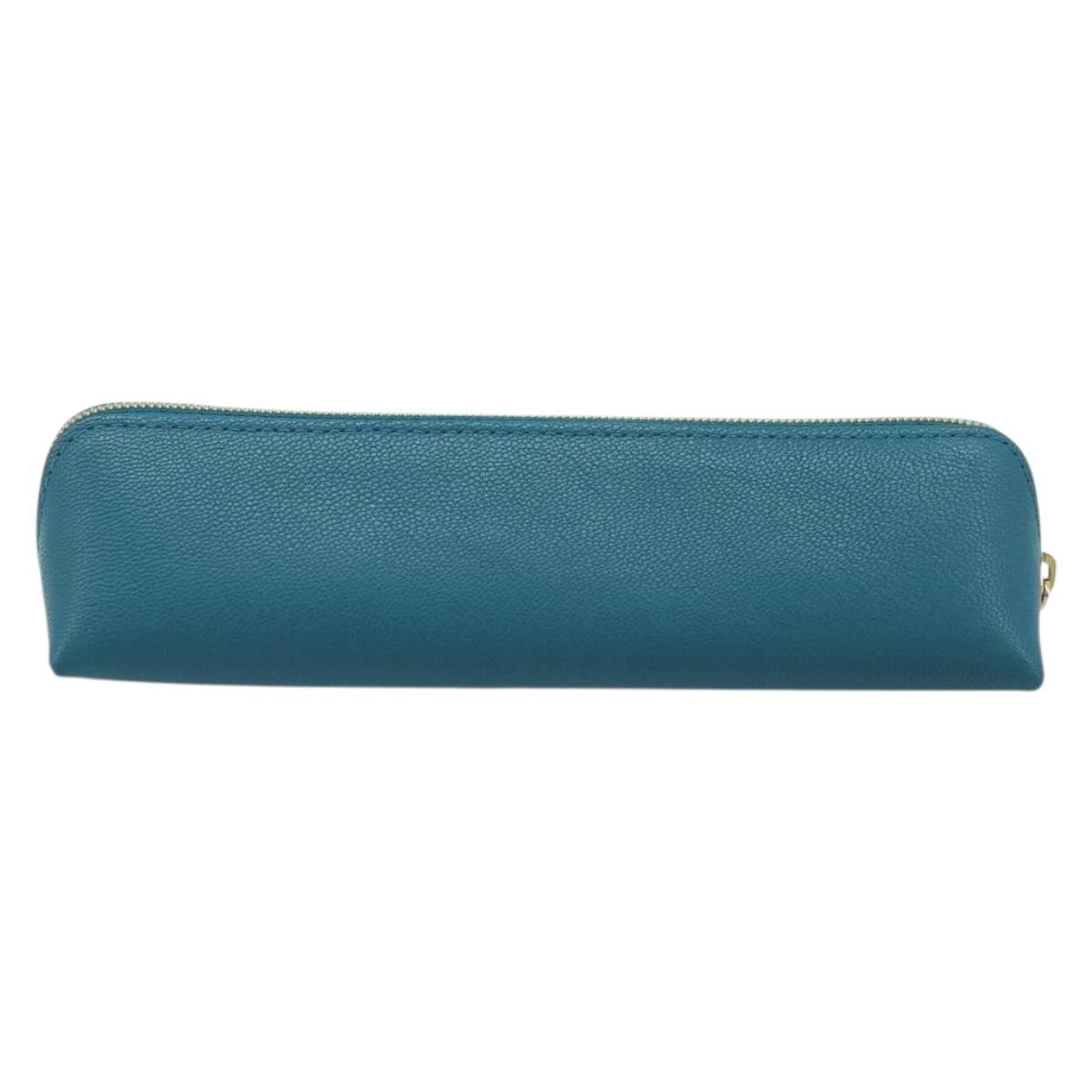LOUIS VUITTON Trousse Elizabeth Pen Case Leather Blue LV Auth AMZ109A