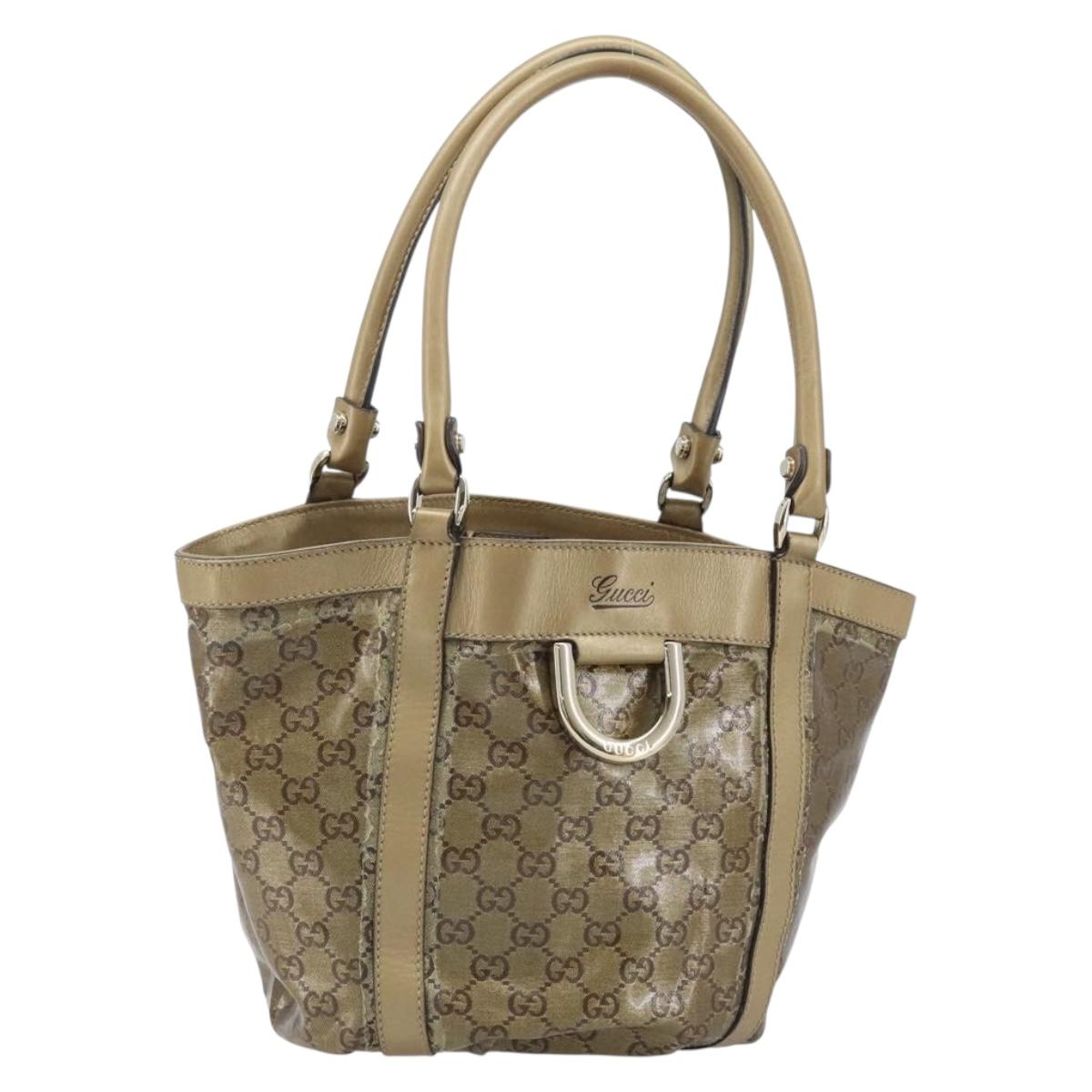 GUCCI GG Crystal Abbey Hand Bag Coated Canvas Beige Gold 211983 Auth AMZ131