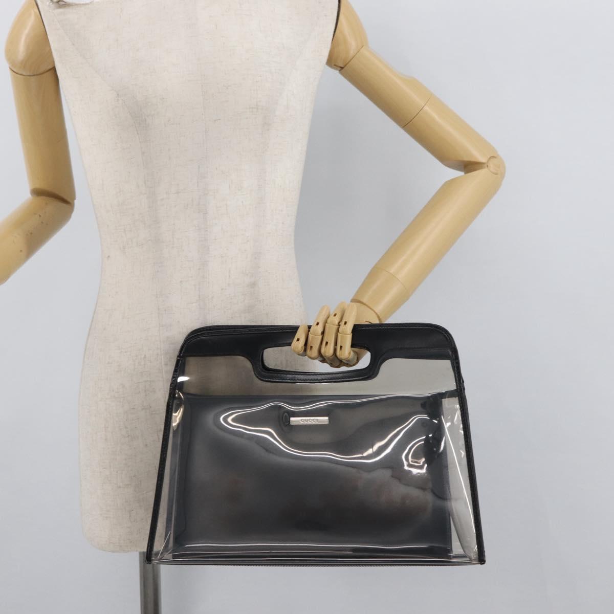 GUCCI Hand Bag Vinyl Black 000 2058 0548 5 Auth AMZ133