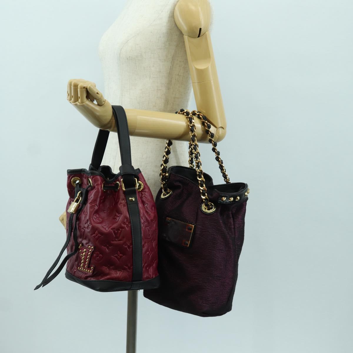 LOUIS VUITTON Monogram Noe Hiver Hand Bag Red WS7365 LV Auth AMZ134SM