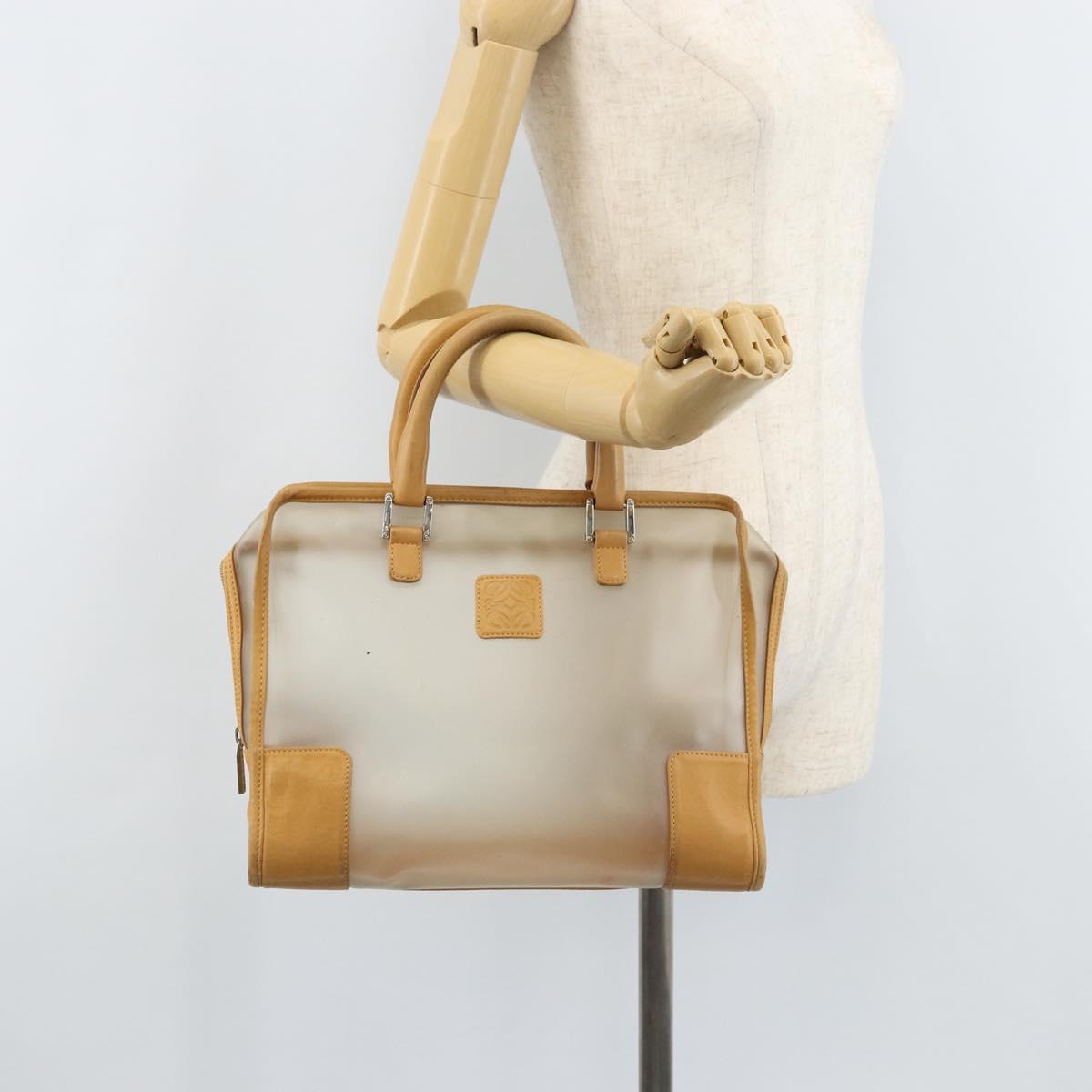 LOEWE Amazona 32 Hand Bag Vinyl Clear Silver Auth AMZ137