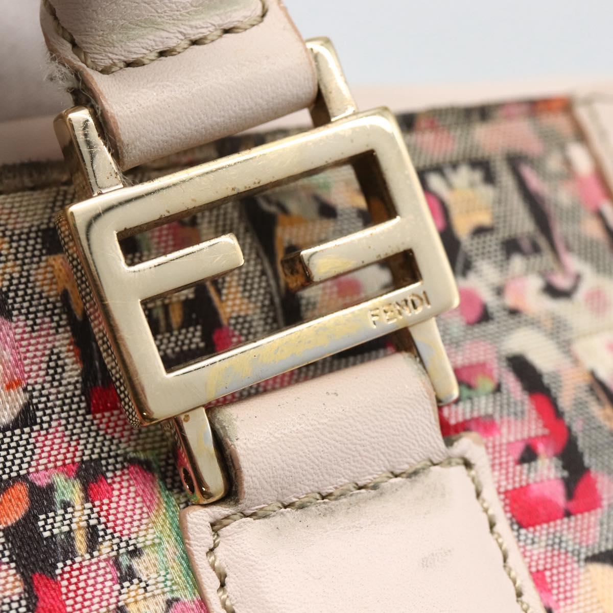 FENDI Zucchino Canvas Hand Bag 2way Multicolor Gold Auth AMZ138A