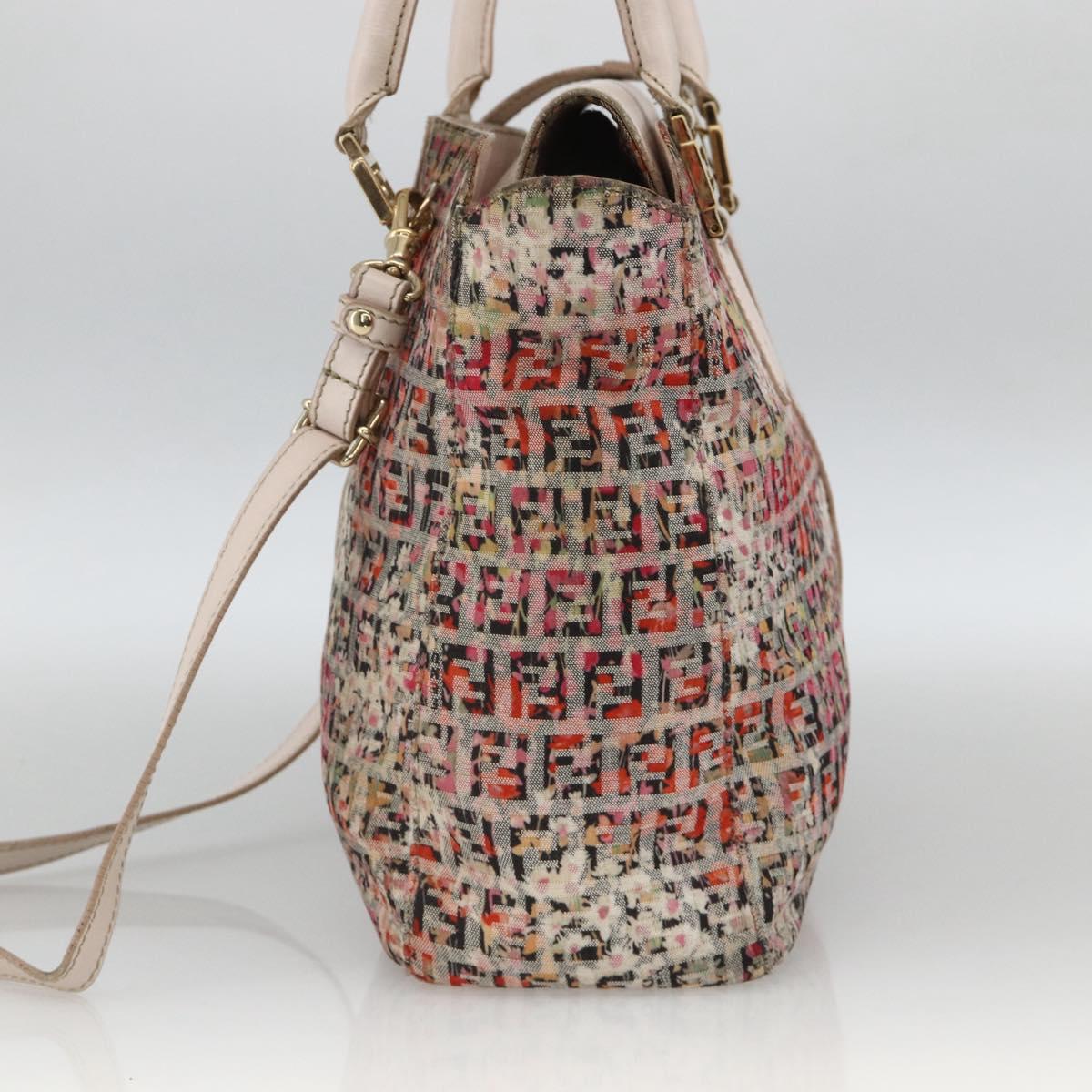 FENDI Zucchino Canvas Hand Bag 2way Multicolor Gold Auth AMZ138A