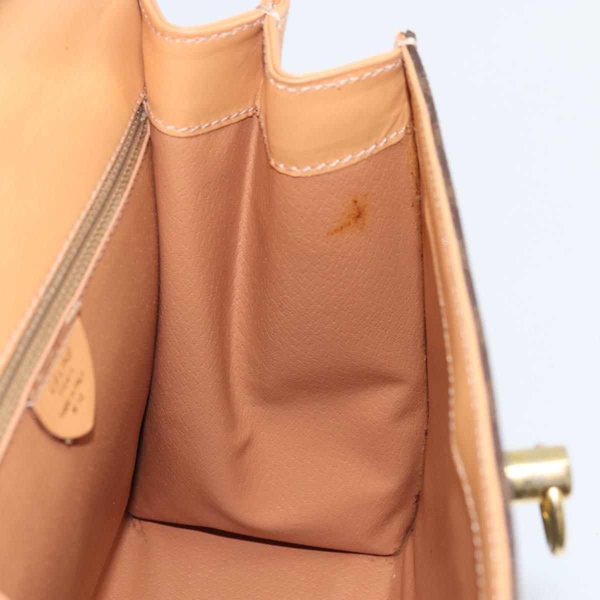 CELINE Macadam Canvas Hand Bag PVC Leather Brown Gold Auth AMZ142A