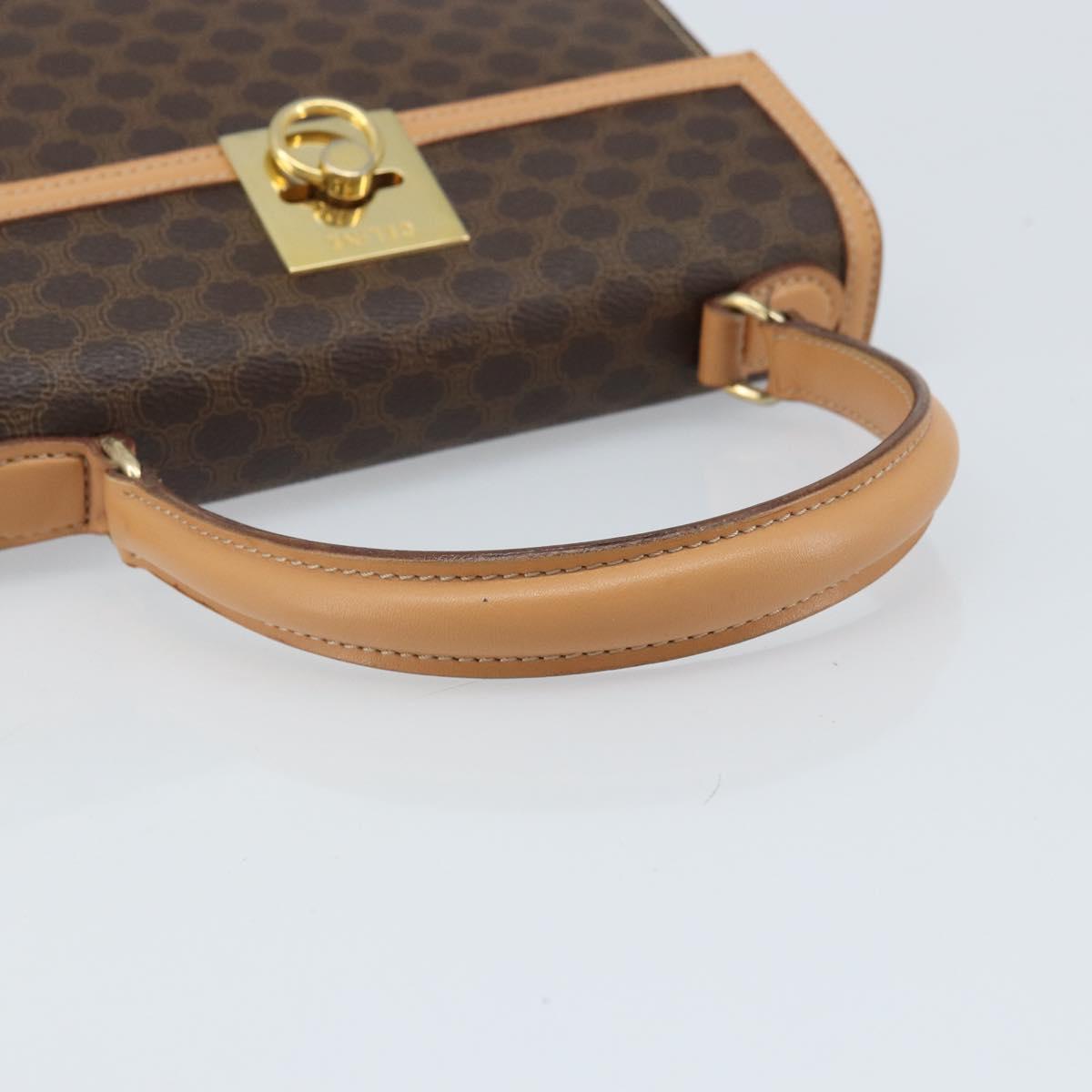 CELINE Macadam Canvas Hand Bag PVC Leather Brown Gold Auth AMZ142A