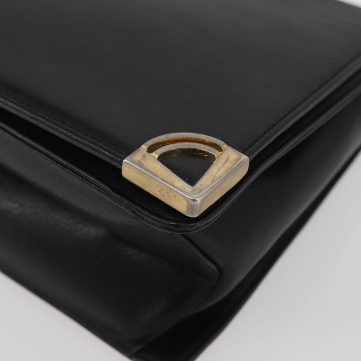Christian Dior Shoulder Bag Calf Skin Black Gold Auth AMZ145A
