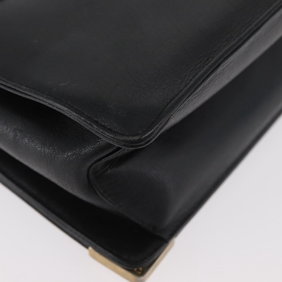 Christian Dior Shoulder Bag Calf Skin Black Gold Auth AMZ145A
