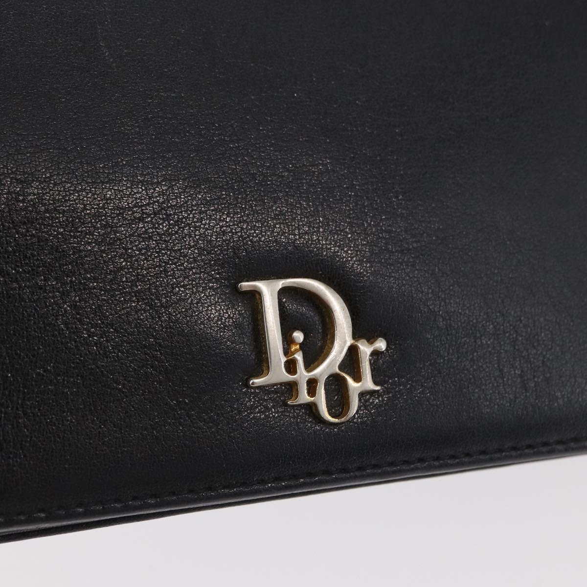 Christian Dior Shoulder Bag Calf Skin Black Gold Auth AMZ145A