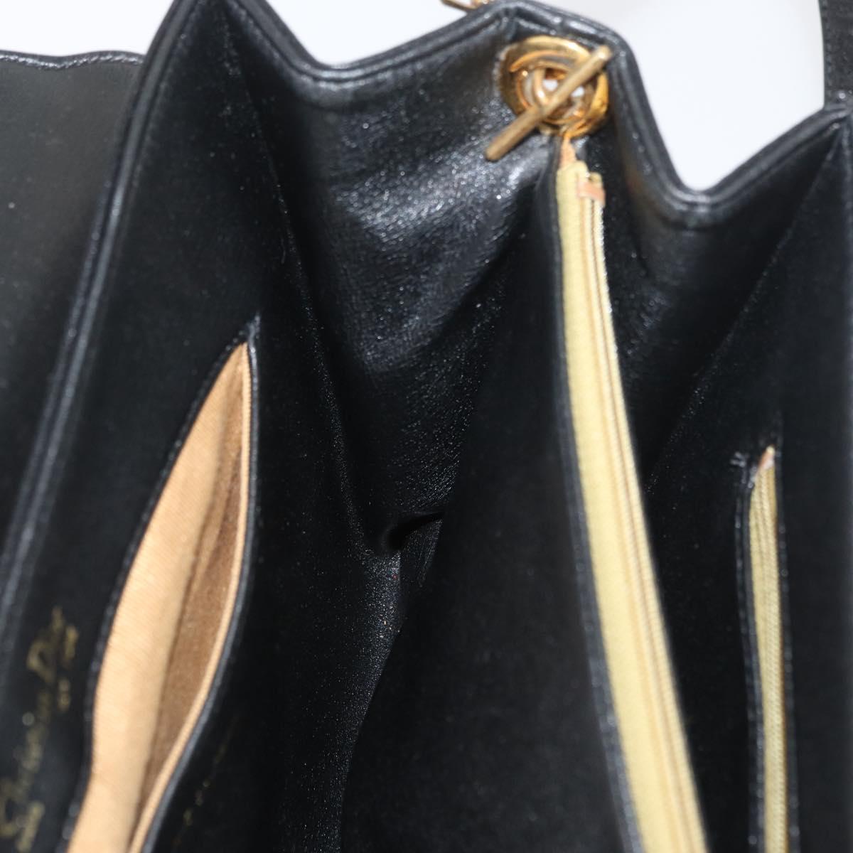 Christian Dior Shoulder Bag Calf Skin Black Gold Auth AMZ145A