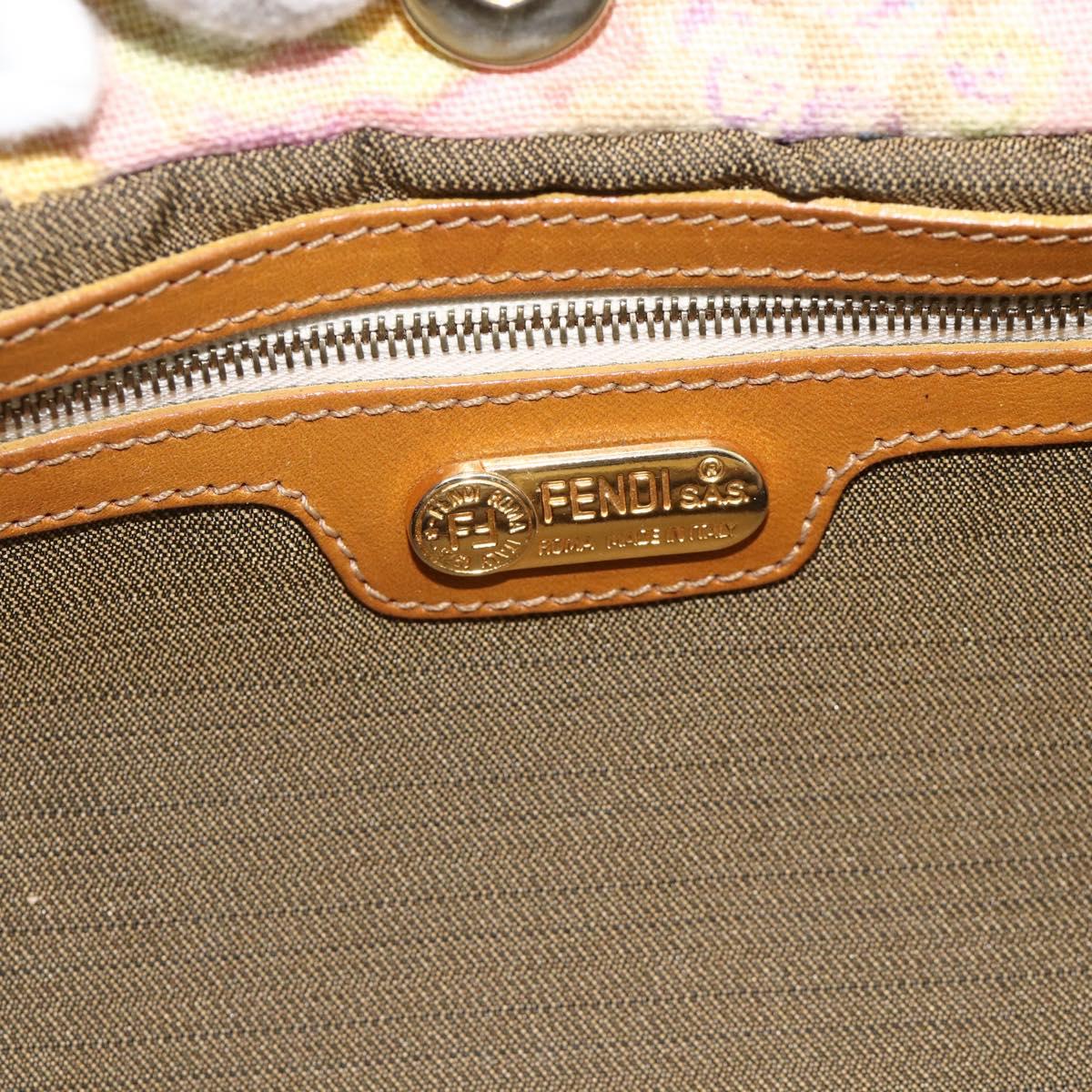 FENDI Hand Bag Canvas Multicolor Gold Auth AMZ146A