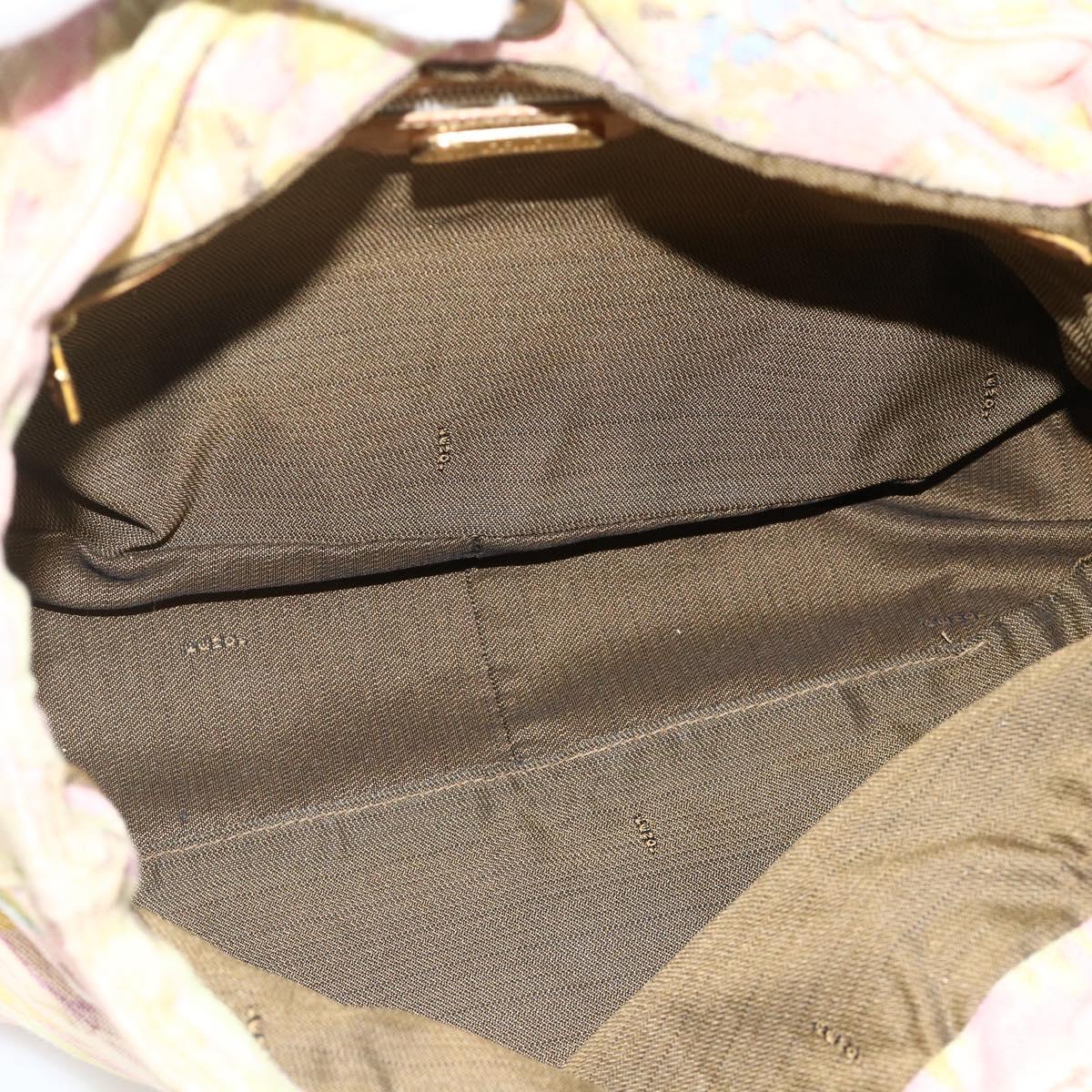 FENDI Hand Bag Canvas Multicolor Gold Auth AMZ146A