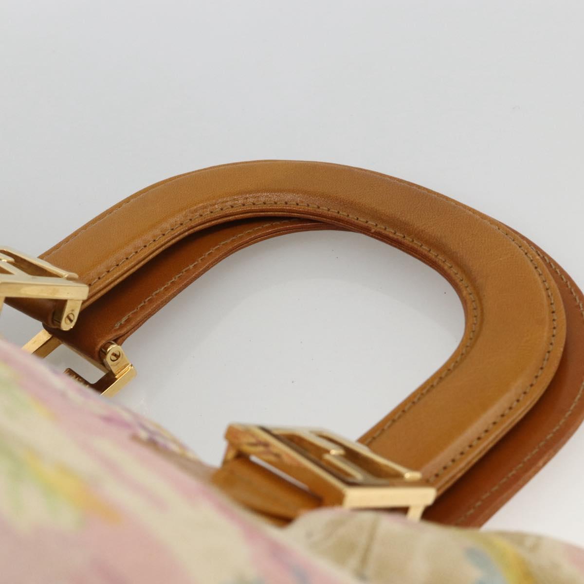 FENDI Hand Bag Canvas Multicolor Gold Auth AMZ146A