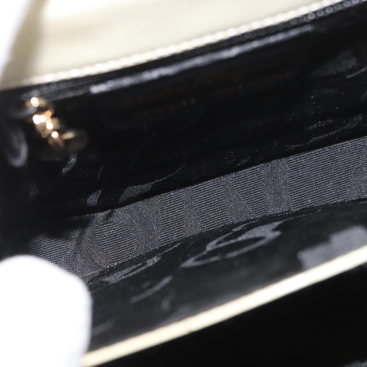 Salvatore Ferragamo Gancini Hand Bag Patent leather 2way Ivory Gold Auth AMZ162