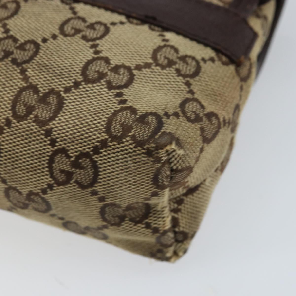 GUCCI GG Canvas Waist Bag Beige Silver 131236 Auth AMZ164