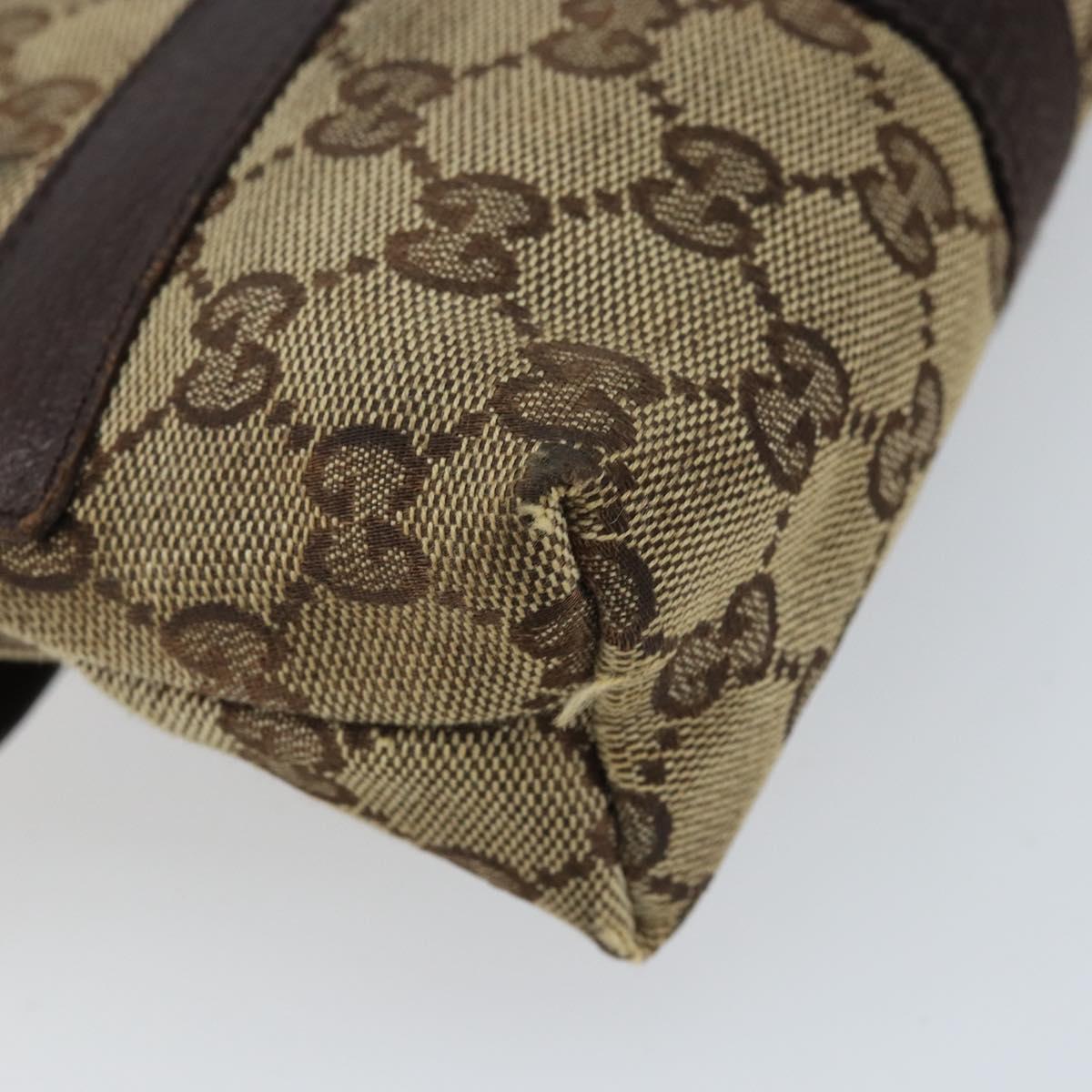 GUCCI GG Canvas Waist Bag Beige Silver 131236 Auth AMZ164