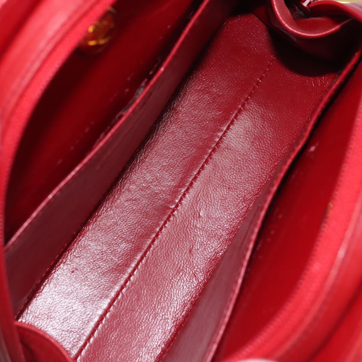 CHANEL Matelasse Chain Shoulder Bag Lamb Skin Red Gold CC Auth AMZ168A