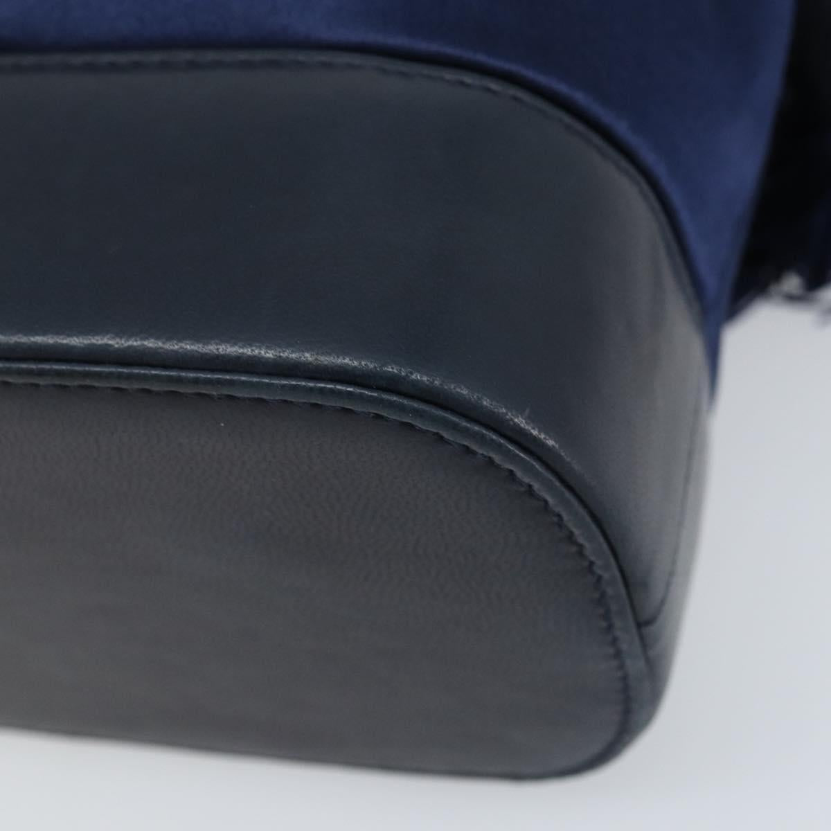 GUCCI Shoulder Bag Satin Navy Silver Auth AMZ171A