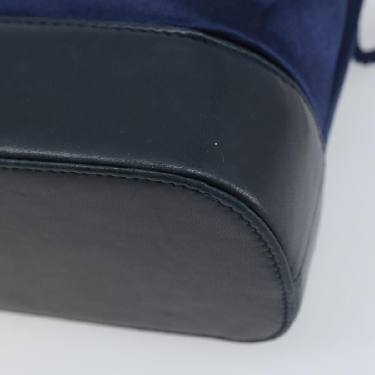 GUCCI Shoulder Bag Satin Navy Silver Auth AMZ171A