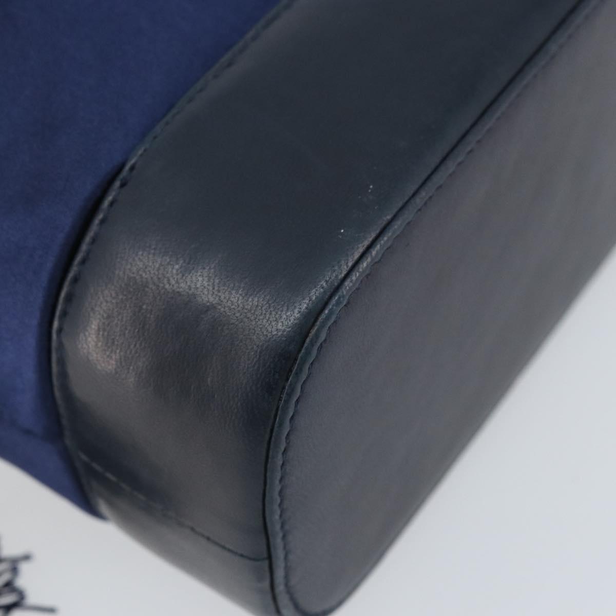 GUCCI Shoulder Bag Satin Navy Silver Auth AMZ171A