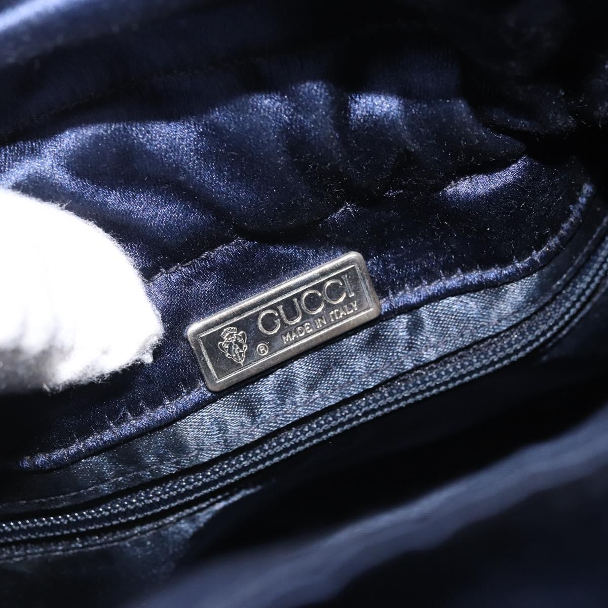 GUCCI Shoulder Bag Satin Navy Silver Auth AMZ171A