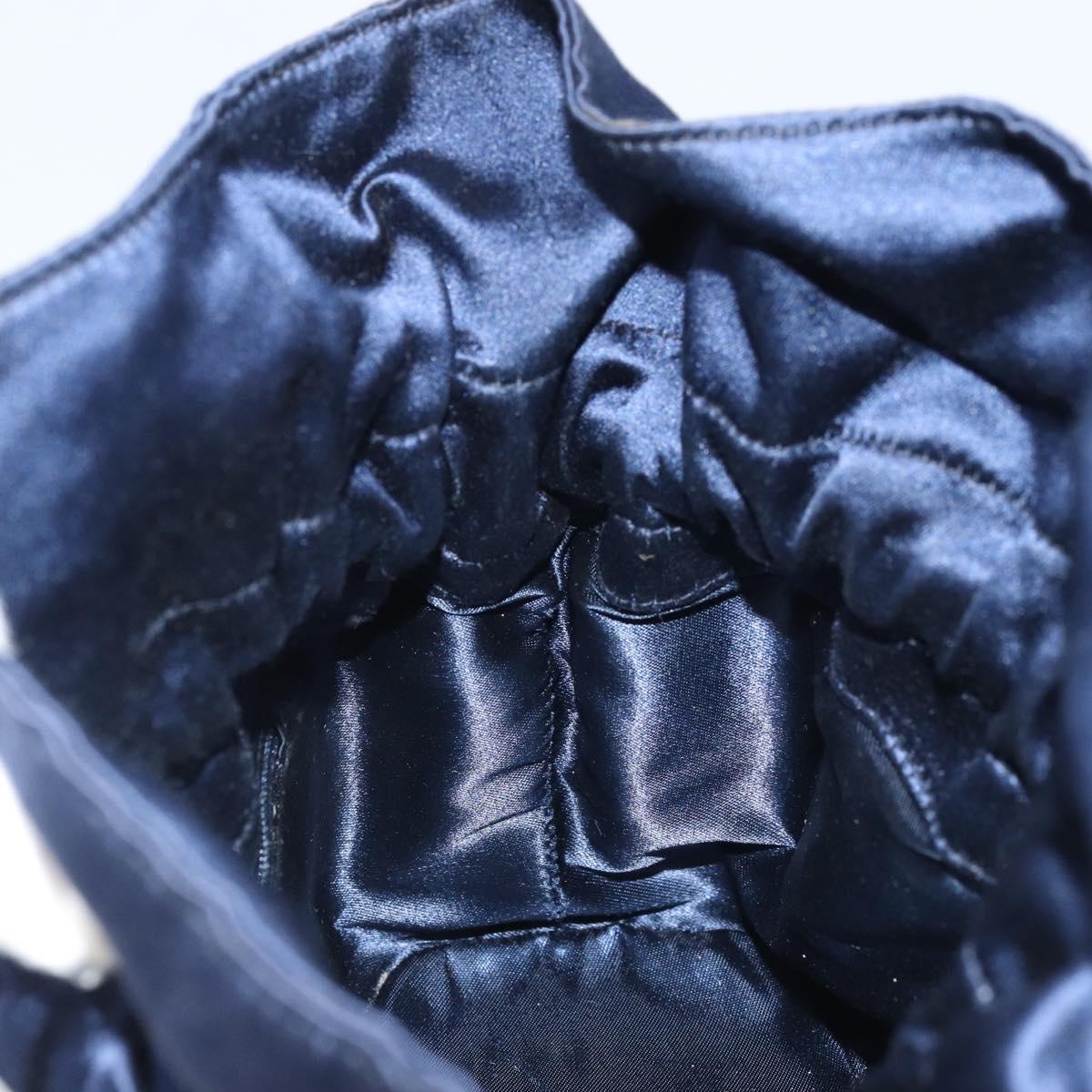 GUCCI Shoulder Bag Satin Navy Silver Auth AMZ171A