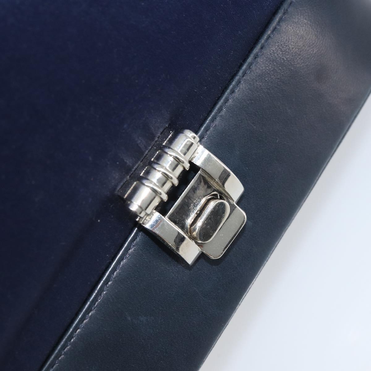GUCCI Shoulder Bag Satin Navy Silver Auth AMZ171A