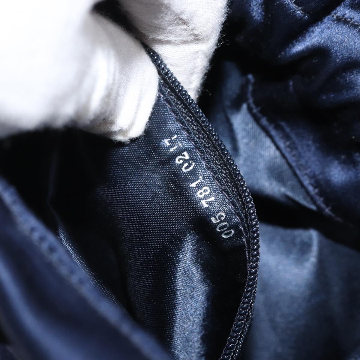 GUCCI Shoulder Bag Satin Navy Silver Auth AMZ171A