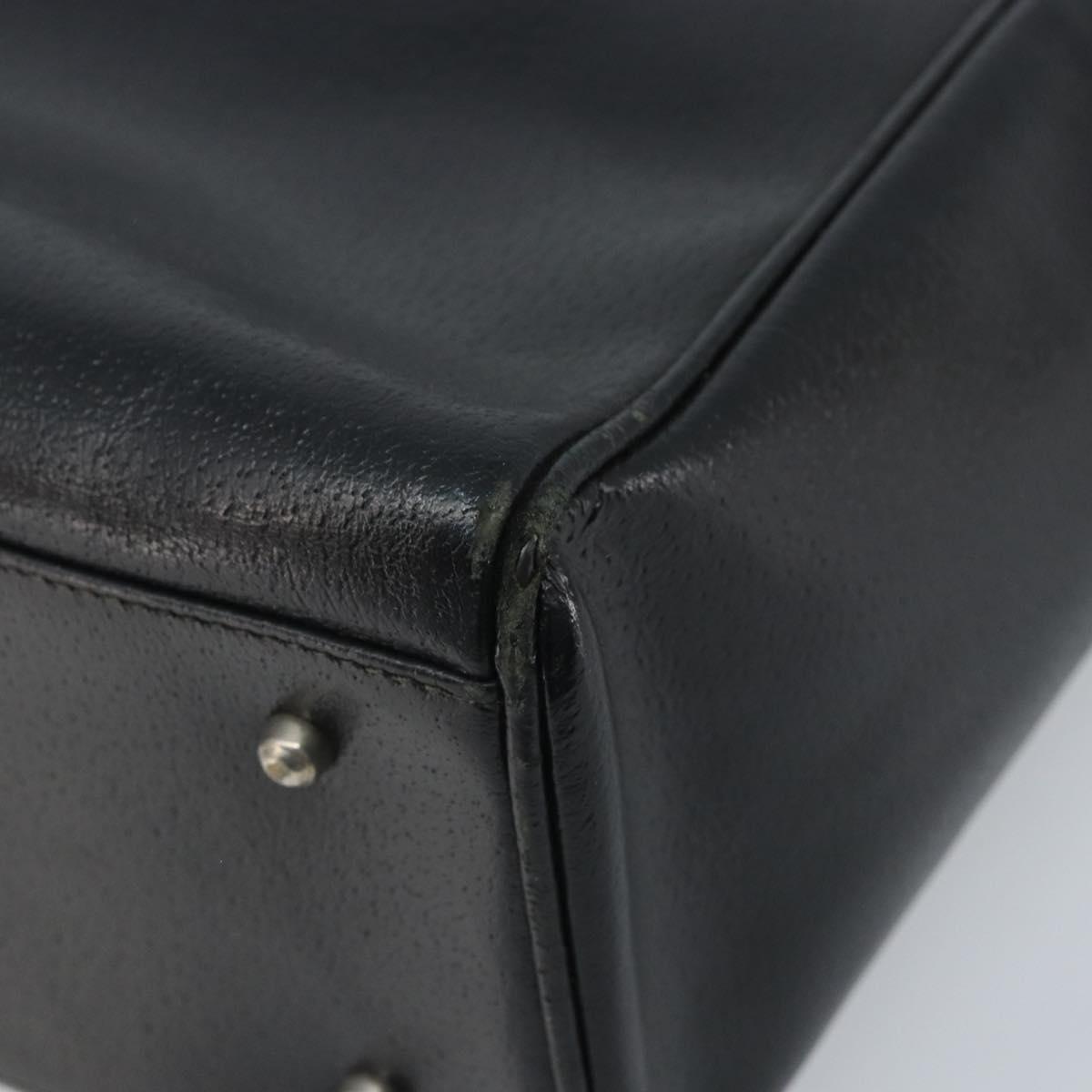 GUCCI Hand Bag Leather Black Silver 002 3754 0313 Auth AMZ175