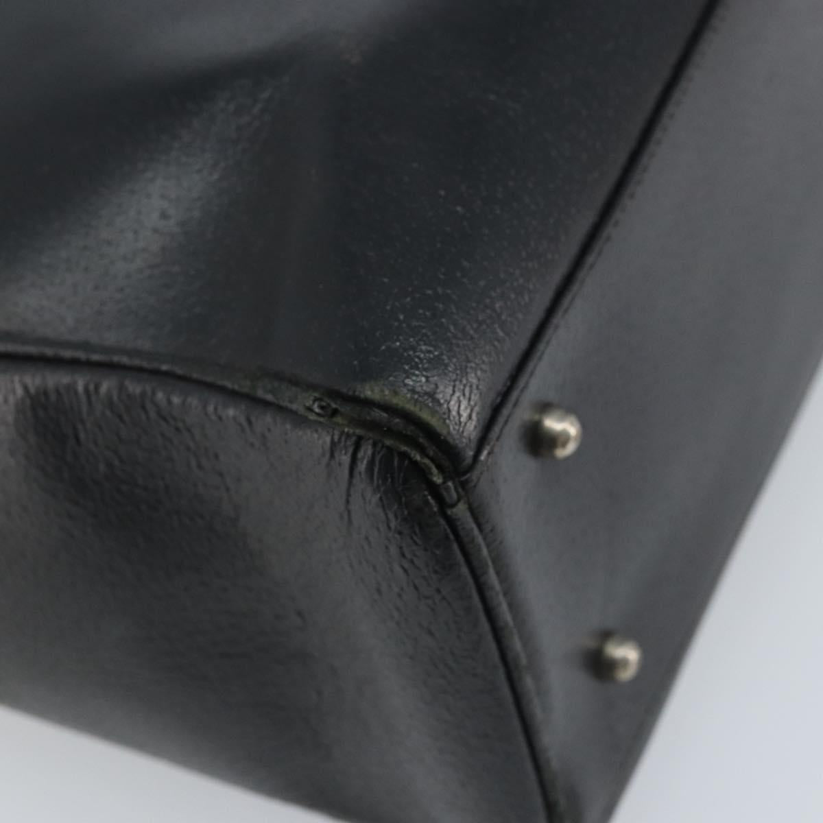 GUCCI Hand Bag Leather Black Silver 002 3754 0313 Auth AMZ175