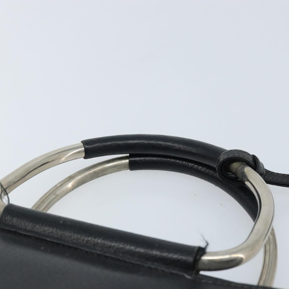 GUCCI Hand Bag Leather Black Silver 002 3754 0313 Auth AMZ175