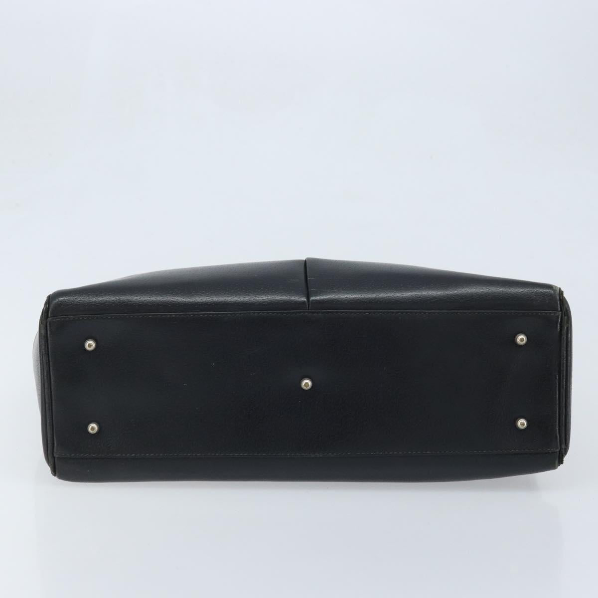 GUCCI Hand Bag Leather Black Silver 002 3754 0313 Auth AMZ175
