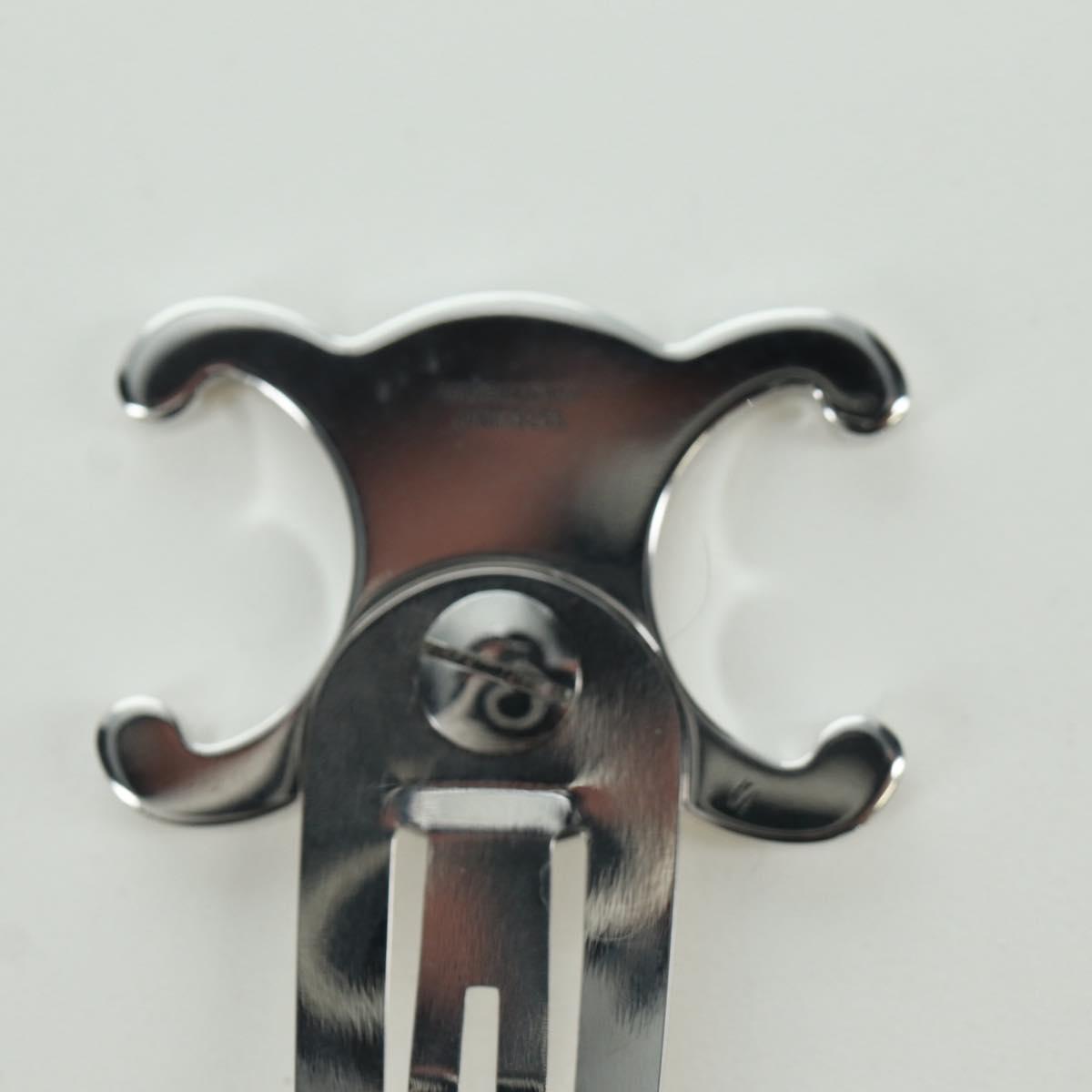 CELINE Barrette Triomphe Hair Clip metal Silver Auth AMZ181M