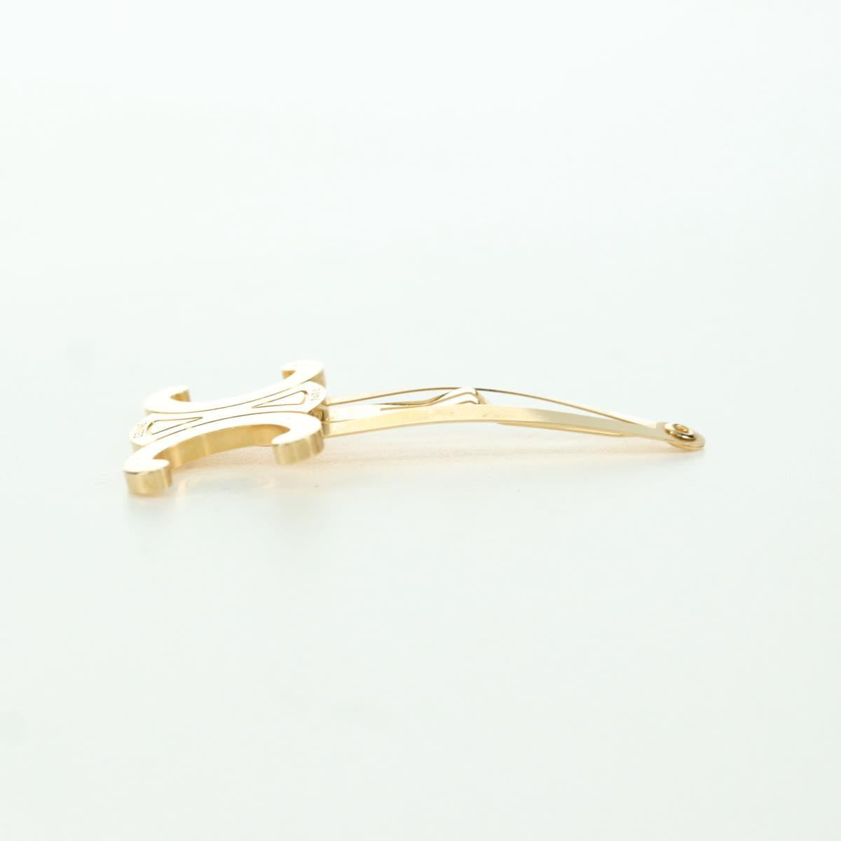 CELINE Barrette Triomphe Hair Clip metal Gold Tone Auth AMZ182M