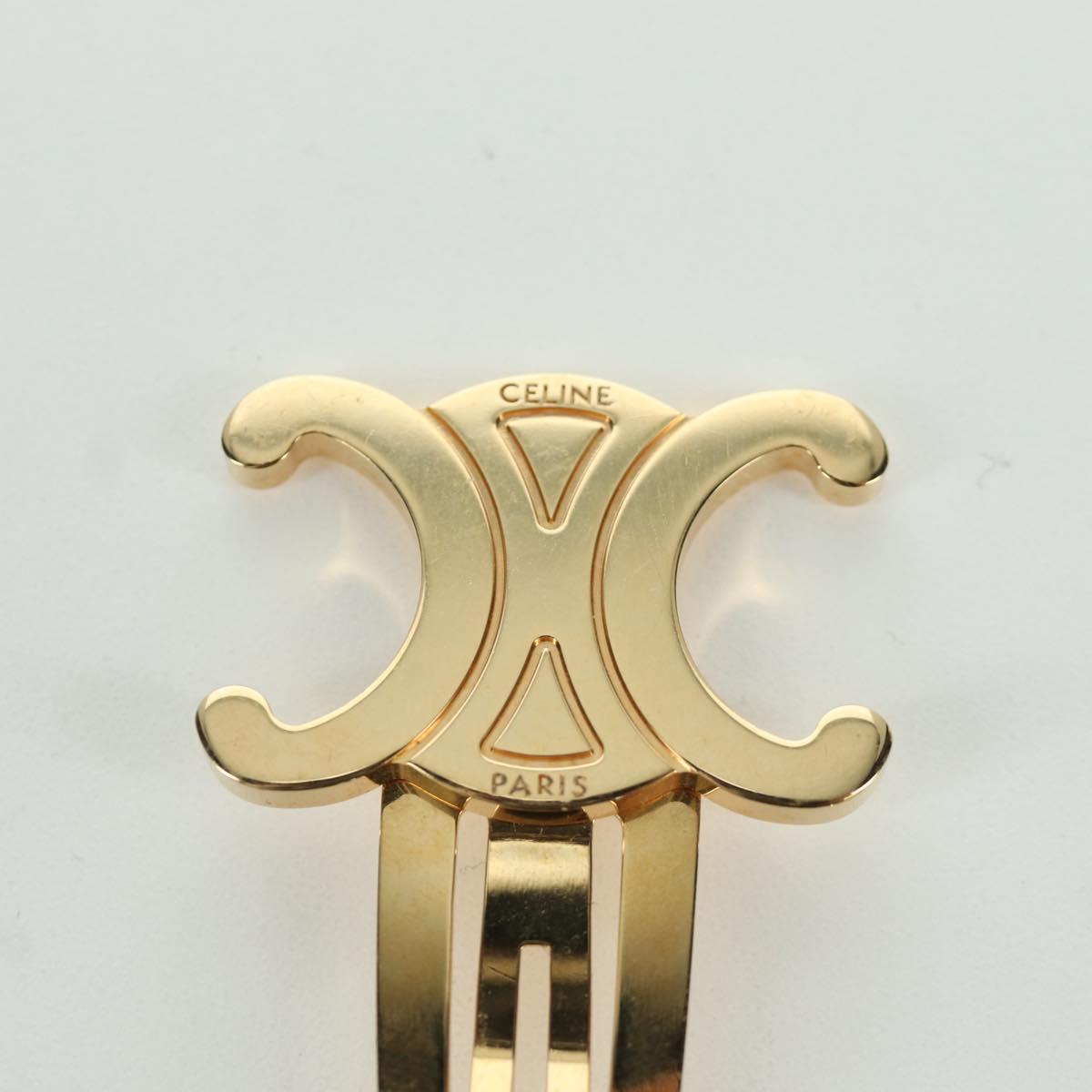 CELINE Barrette Triomphe Hair Clip metal Gold Tone Auth AMZ182M