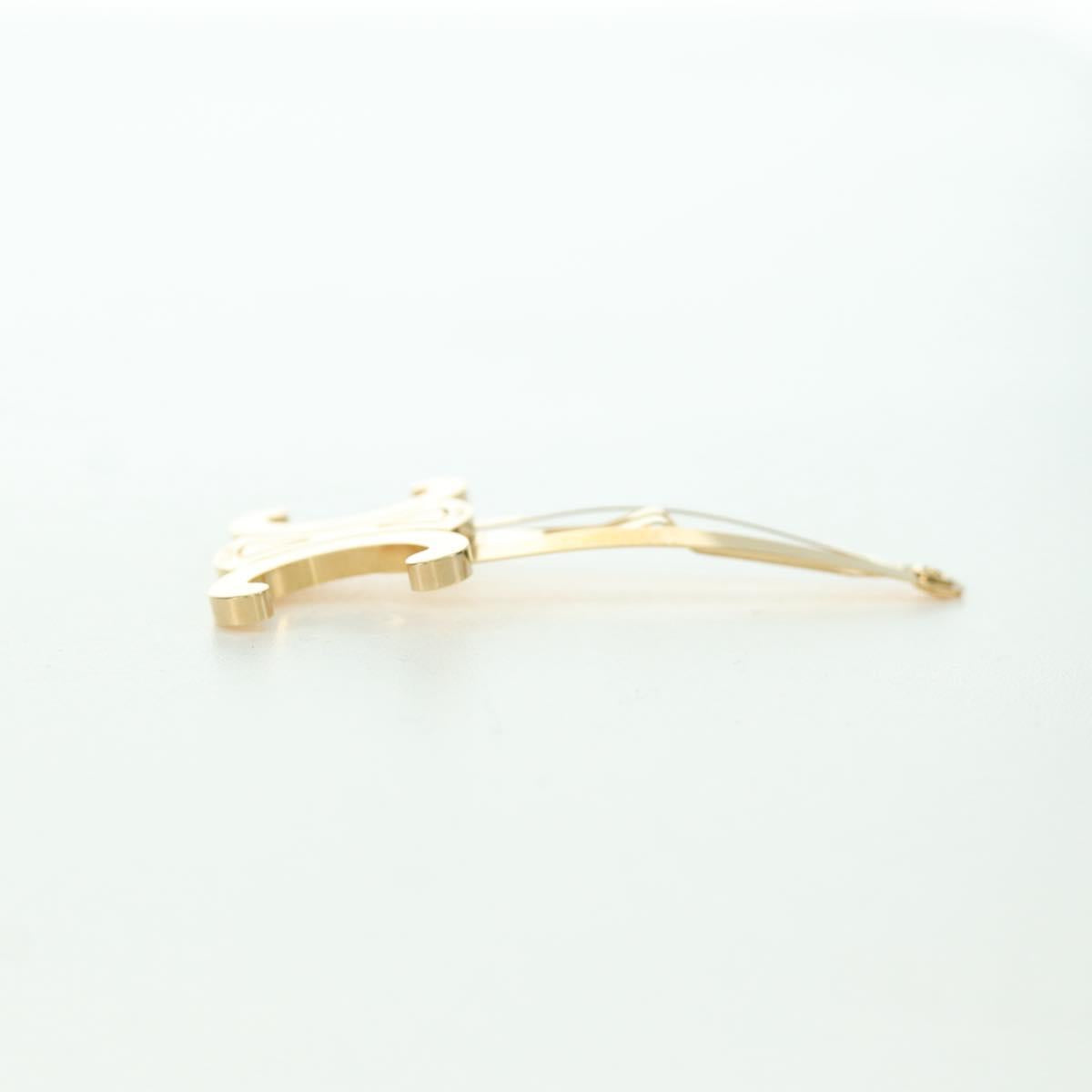 CELINE Barrette Triomphe Hair Clip metal Gold Tone Auth AMZ182M