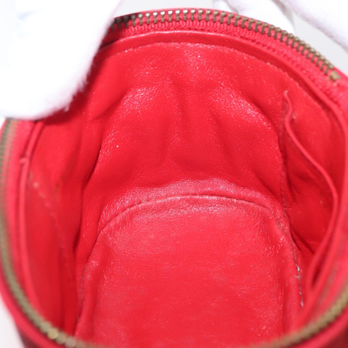 CHANEL Chain Shoulder Bag Lamb Skin Red Gold CC Auth AMZ310A