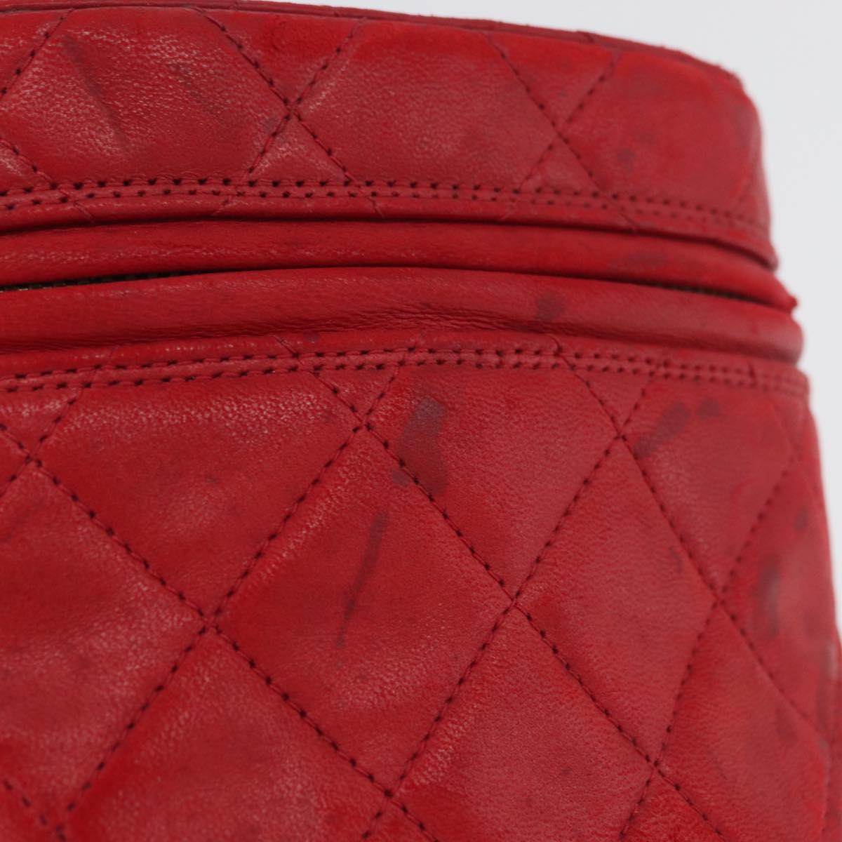 CHANEL Chain Shoulder Bag Lamb Skin Red Gold CC Auth AMZ310A