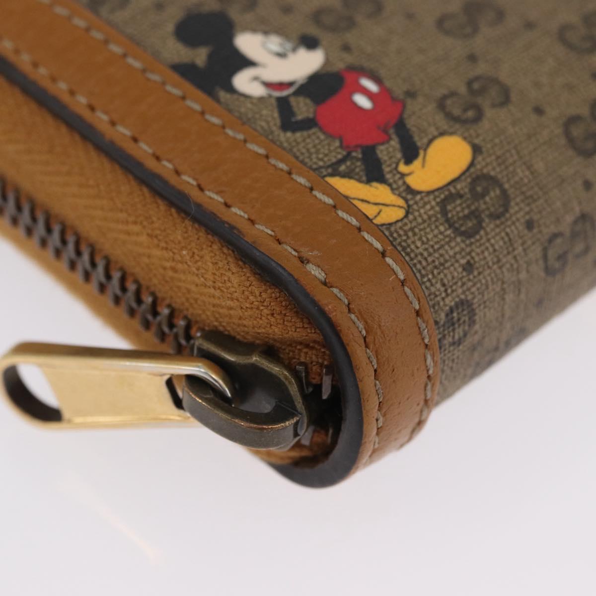 GUCCI Micro GG Supreme GUCCIxDisney Long Wallet PVC Beige 602532 Auth AMZ319M