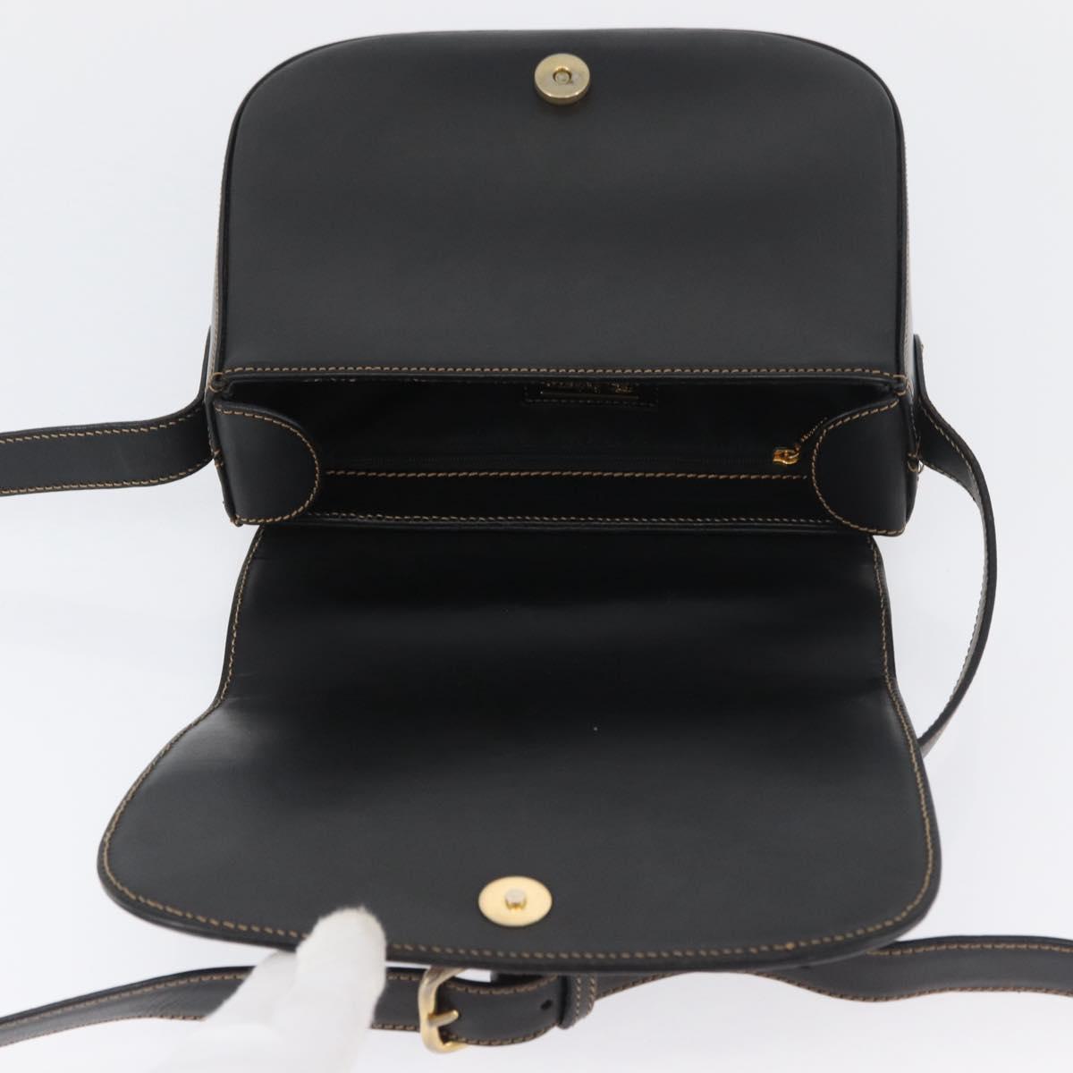 Burberrys Nova Check Shoulder Bag PVC Leather Black Gold Auth AMZ334