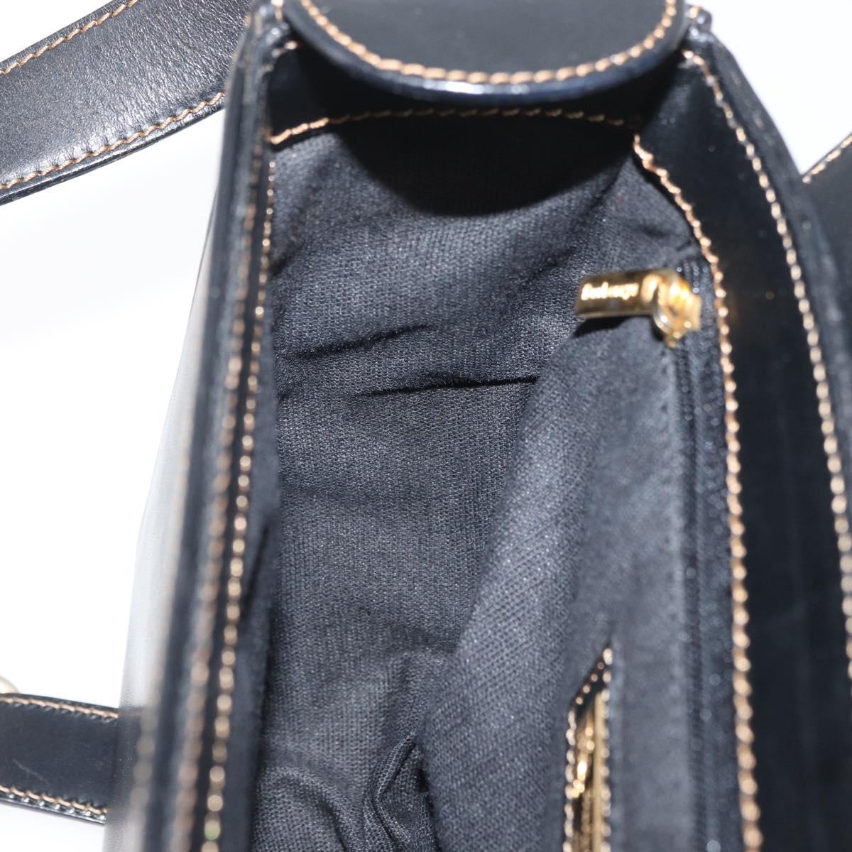 Burberrys Nova Check Shoulder Bag PVC Leather Black Gold Auth AMZ334
