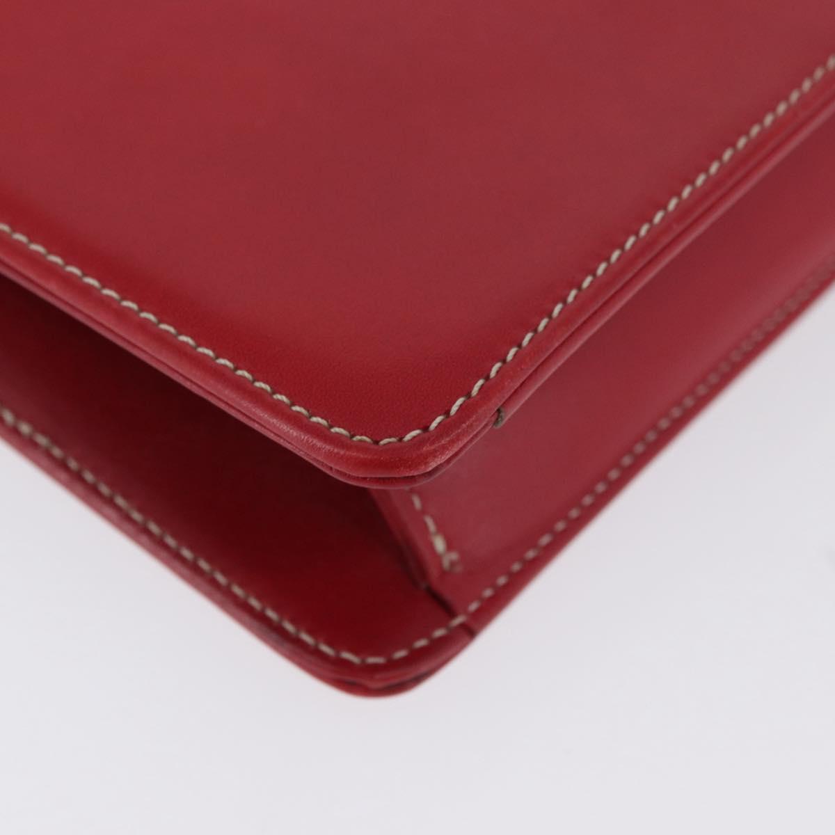 Christian Dior Chain Shoulder Bag Leather Red Gold Auth AMZ337A